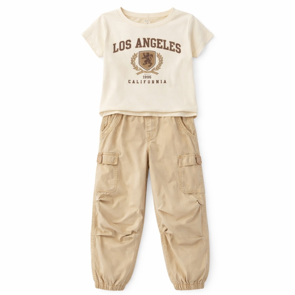 Girls 2PC Outfit Set LA Graphic Tee & Cargo Joggers from Urban Planet Size 10/12